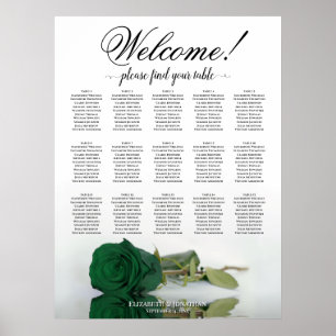 Poster Gráfico de Assentos de Casamento Rosa Esmeralda 15