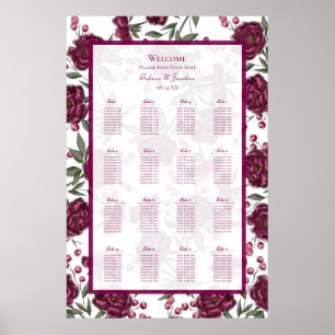 Poster Gráfico de Assentos de Casamento Rosa Marrom
