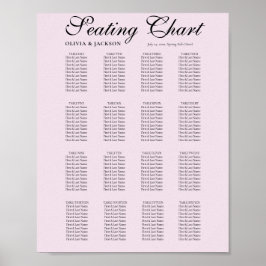 Poster Gráfico de Assentos de Casamento Rosa Simples