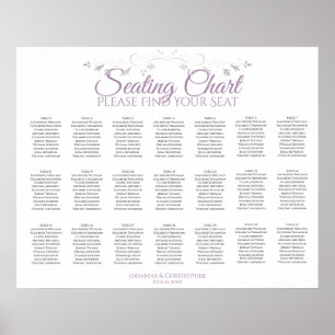 Poster Gráfico de Assentos de Casamento Roxo e Cinza 21 M