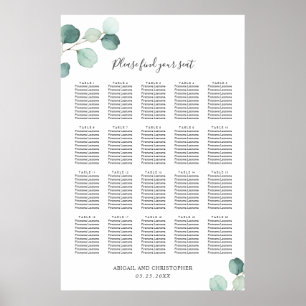 Poster Gráfico de Assentos de Casamento Rústico com Verde