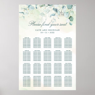 Poster Gráfico de Assentos de Casamento Rústico com Verde