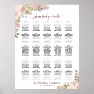 Poster Gráfico de Assentos de Casamento Rústico Floral Ro