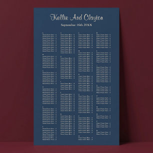 Poster Gráfico de Assentos de Casamento Simples Azul Clás
