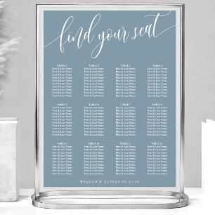 Poster Gráfico de Assentos de Casamento Simples Azul Empo