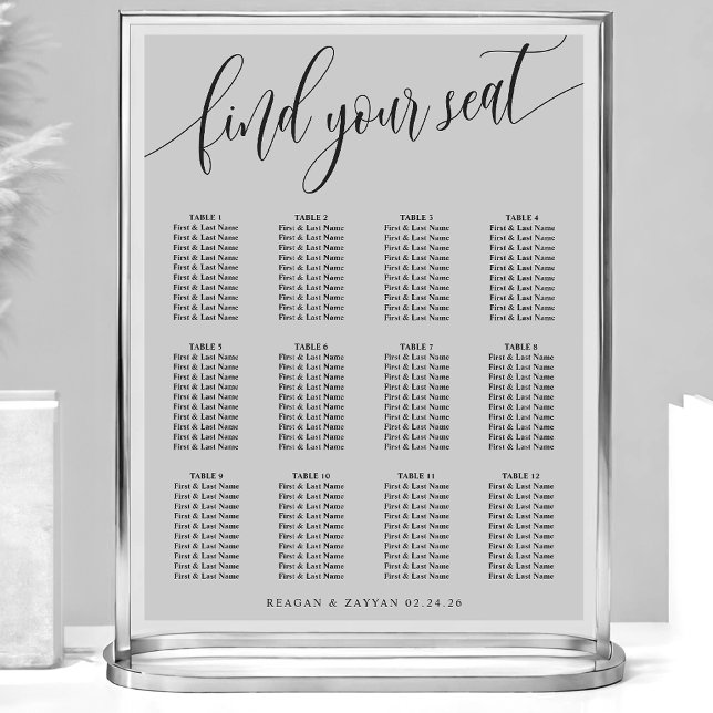Poster Gráfico de Assentos de Casamento Simples Cinza Cla (Criador carregado)