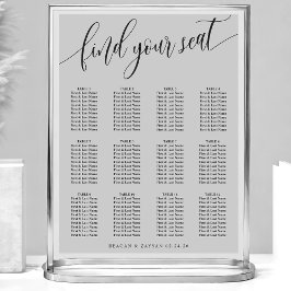 Poster Gráfico de Assentos de Casamento Simples Cinza Sua