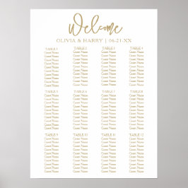 Poster Gráfico de Assentos de Casamento Simples com Letra
