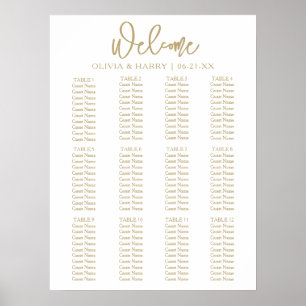 Poster Gráfico de Assentos de Casamento Simples com Letra