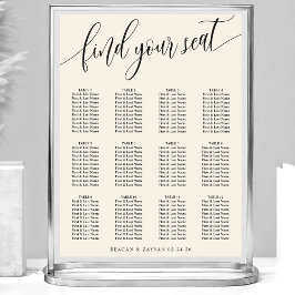 Poster Gráfico de Assentos de Casamento Simples Creme de