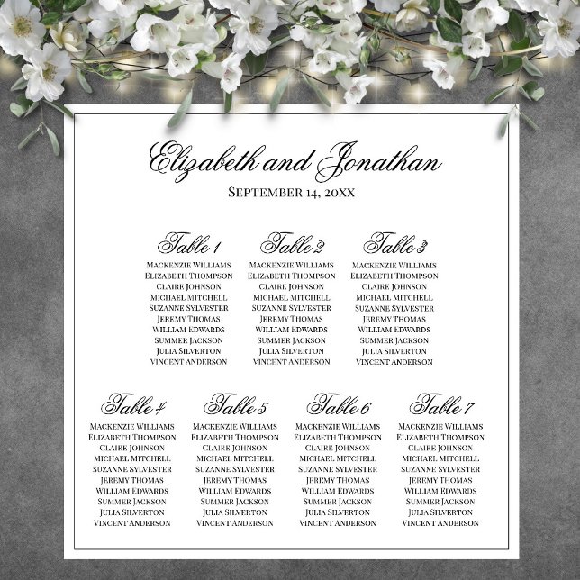 Poster Gráfico de Assentos de Casamento Simples e Elegant (In Situ on Wall with Flowers)