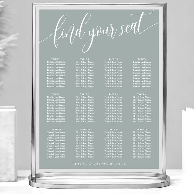 Poster Gráfico de Assentos de Casamento Simples em Sage P (Criador carregado)
