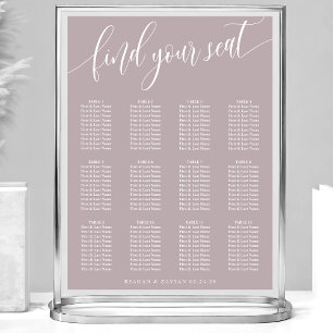 Poster Gráfico de Assentos de Casamento Simples Lavanda E