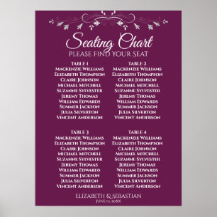 Poster Gráfico de Assentos de Casamento Simples Magenta A