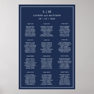 Poster Gráfico de Assentos de Casamento Simples Monograma