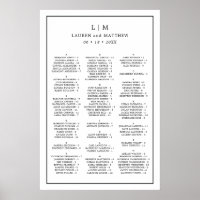 Gráfico de Assentos de Casamento Simples Preto e B