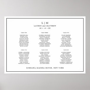 Poster Gráfico de Assentos de Casamento Simples Preto e B