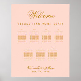 Poster Gráfico de assentos de casamento simples Rosa Bege