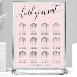 Poster Gráfico de Assentos de Casamento Simples Rosa Cora