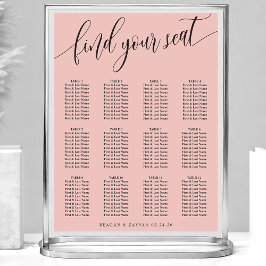 Poster Gráfico de Assentos de Casamento Simples Rosa Cora
