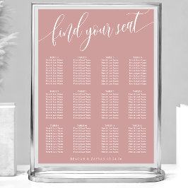 Poster Gráfico de Assentos de Casamento Simples Rosa Poei