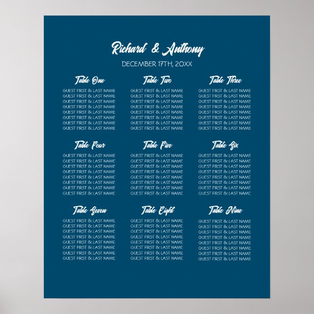 Poster Gráfico de Assentos de Casamento Simplesmente Mode (Frente)