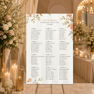 Poster Gráfico de Assentos de Casamento | Sinal de Recepç