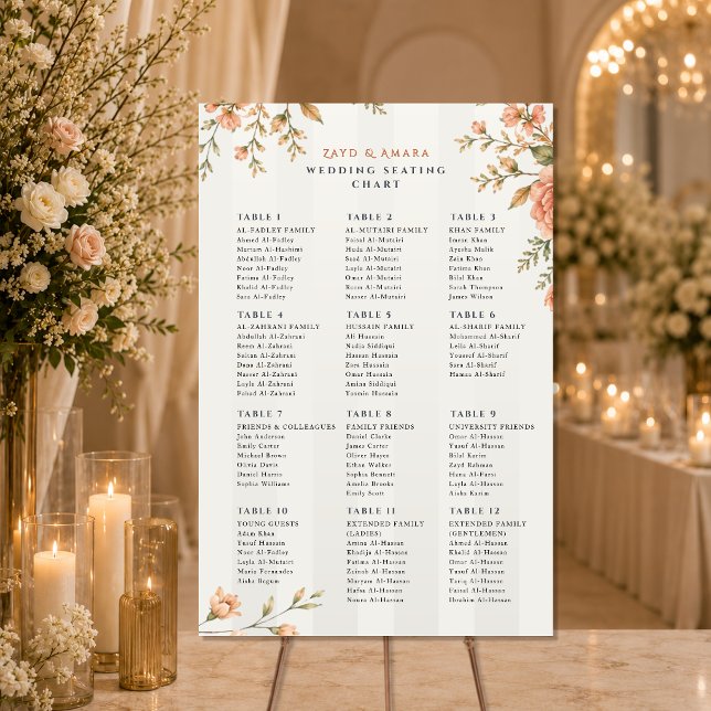 Poster Gráfico de Assentos de Casamento | Sinal de Recepç (Criador carregado)