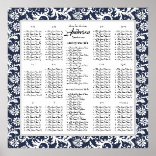 Poster Gráfico de Assentos de Casamento tema damasco Vit