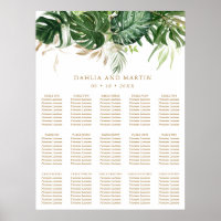 Gráfico de Assentos de Casamento Tropical Dourado 