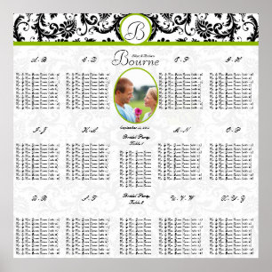 Póster Gráfico de Assentos de Casamento Verde Branco Negr