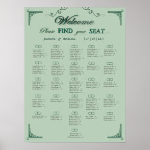 Poster Gráfico de Assentos de Casamento Verde Chic Sage E