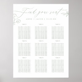 Poster Gráfico de Assentos de Casamento Verde de Sábio Si