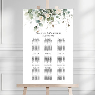 Poster Gráfico de assentos de casamento verde e rosas 9 m
