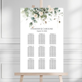 Poster Gráfico de assentos de casamento verde e rosas 9 m