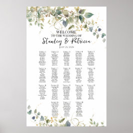 Poster Gráfico de assentos de casamento verde elegante 18