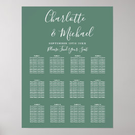 Poster Gráfico de Assentos de Casamento Verde Eucalipto M
