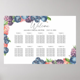 Poster Gráfico de assentos de casamento Watercolor Berrie