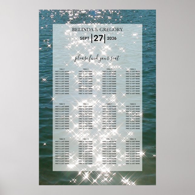 Poster Gráfico de Assentos de Casamentos de Água do Mar d (Frente)