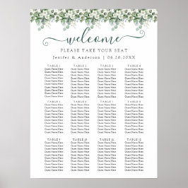 Poster Gráfico de Assentos de Casamentos Eucalyptus Green