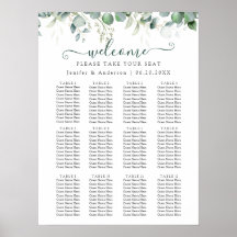 Gráfico de Assentos de Casamentos Eucalyptus Green