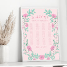 Gráfico de assentos de casamentos florais verde ro