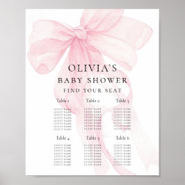 Poster Gráfico de Assentos de Chá de Bebê com Laço Rosa I