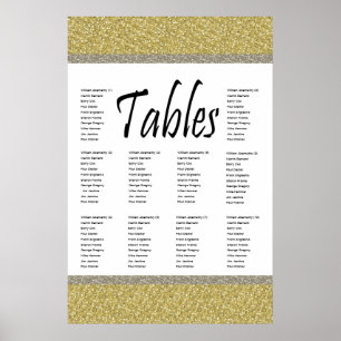 Poster Gráfico de Assentos de Design com Glitter de Prata