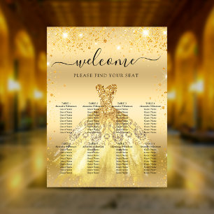 Poster Gráfico de assentos de flores de ouro de Quinceane