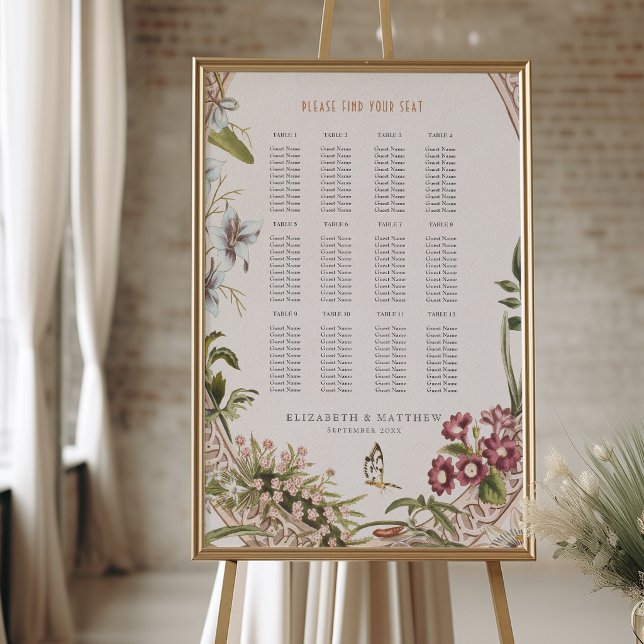 Poster Gráfico de Assentos de Flores Silvestres Casamento (Criador carregado)