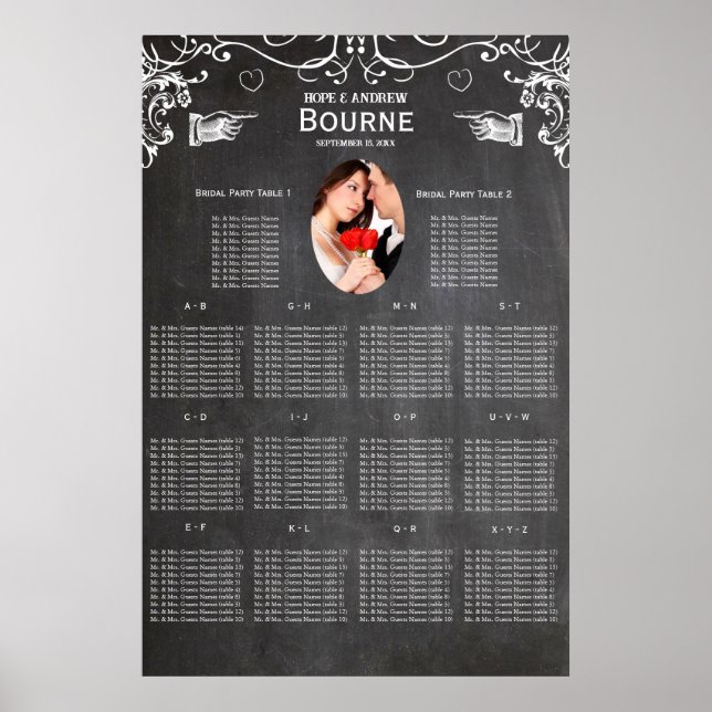 Póster Gráfico de Assentos de Foto de Quadro Negro Modern (Frente)