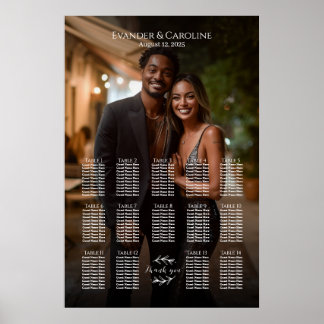 Poster Gráfico de assentos de fotos elegantes 14 mesas