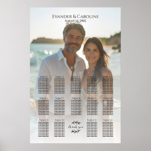 Poster Gráfico de assentos de fotos elegantes 14 mesas