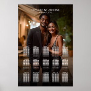 Poster Gráfico de assentos de fotos elegantes 15 mesas